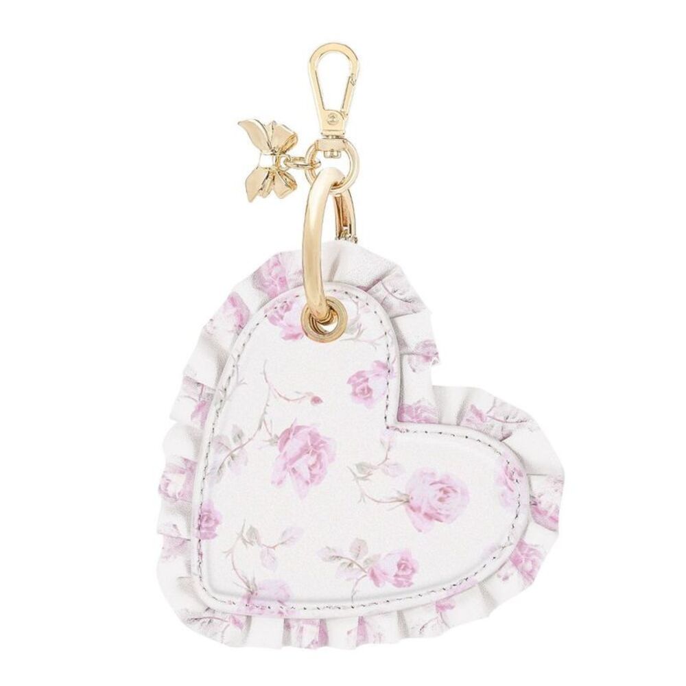 Case-Mate Ribbon Rosa Flora Ruffled Heart AirTag Charm Sterling Dusk
